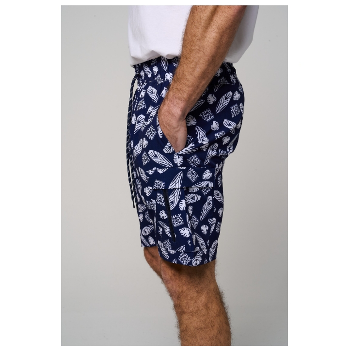 KAM Big Mens Surf Print Navy Swim Shorts KBS3023