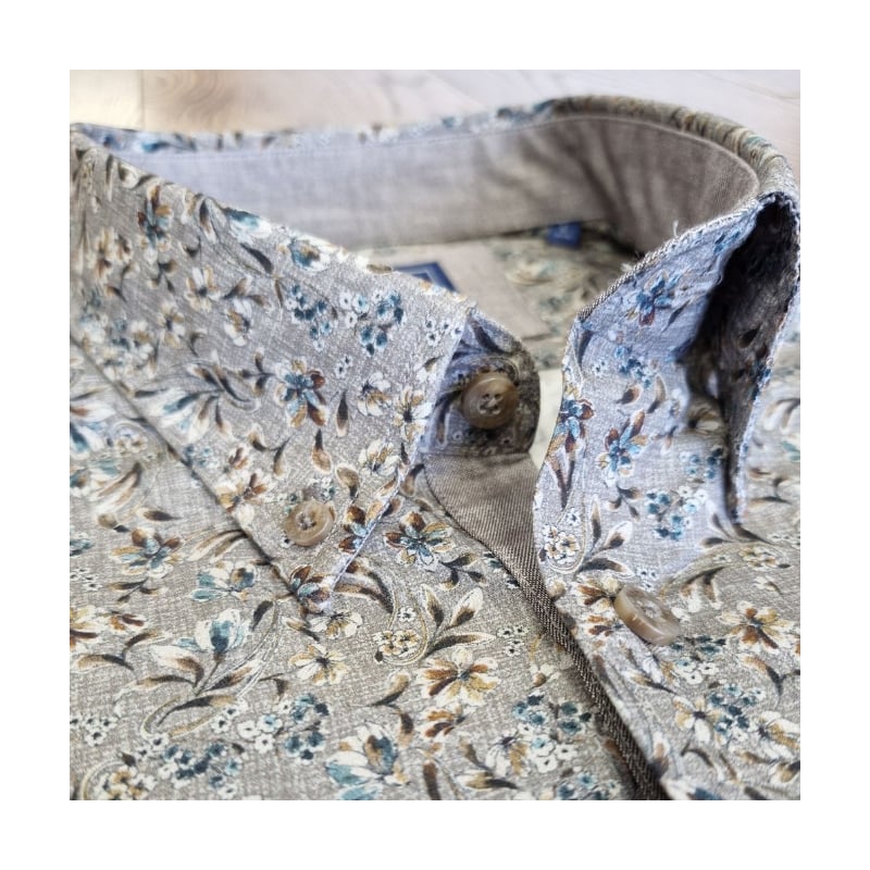 £45 2XL - 6XL DG'S DRIFTER Floral Print Shirt Short Sleeve 14931 BROWN -