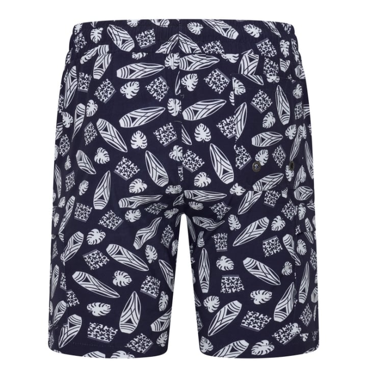KAM Big Mens Surf Print Navy Swim Shorts KBS3023