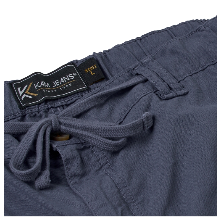 KAM Stretch Cotton Linen Shorts Navy KBS3405
