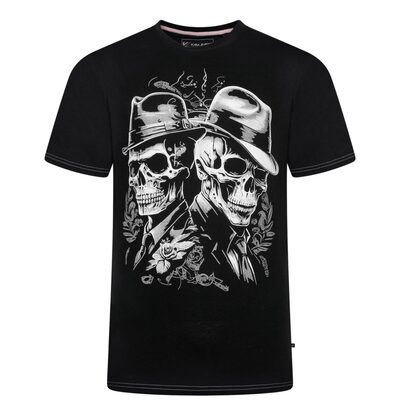 KAM Twin Gentlemen Skull Print Big Tee BLACK KBS5796