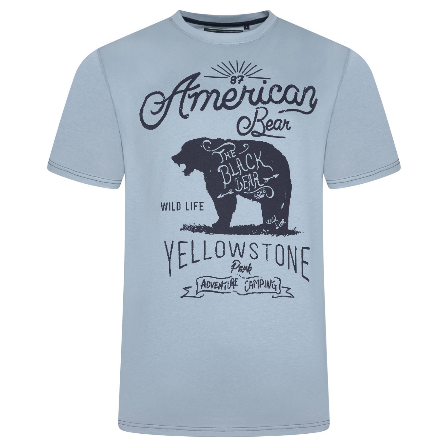 KAM American Bear Print Big Tee DUSTY BLUE KBS5806