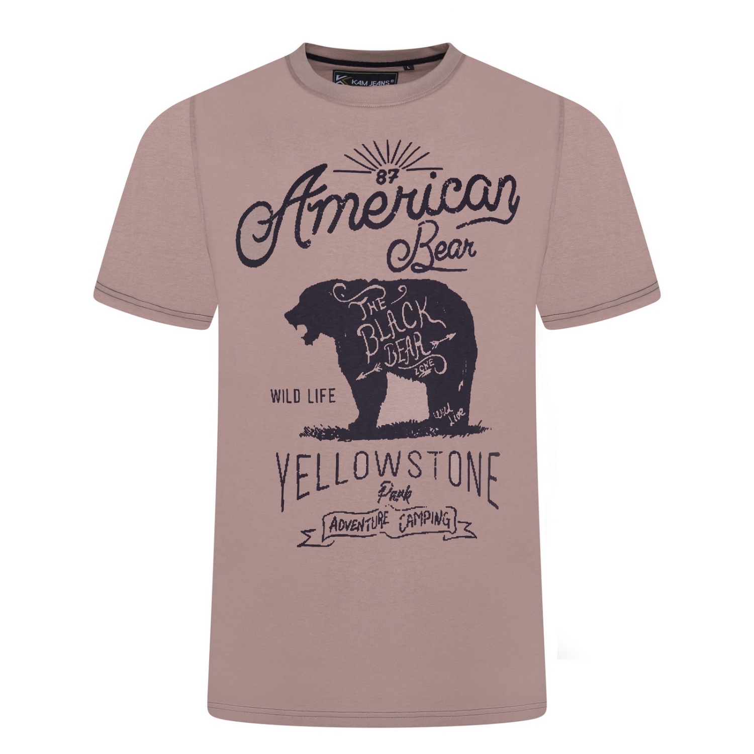 Big Sizes in stock 2XL - 8XL £17.99 KAM American Bear Print Big Tee MAUVE