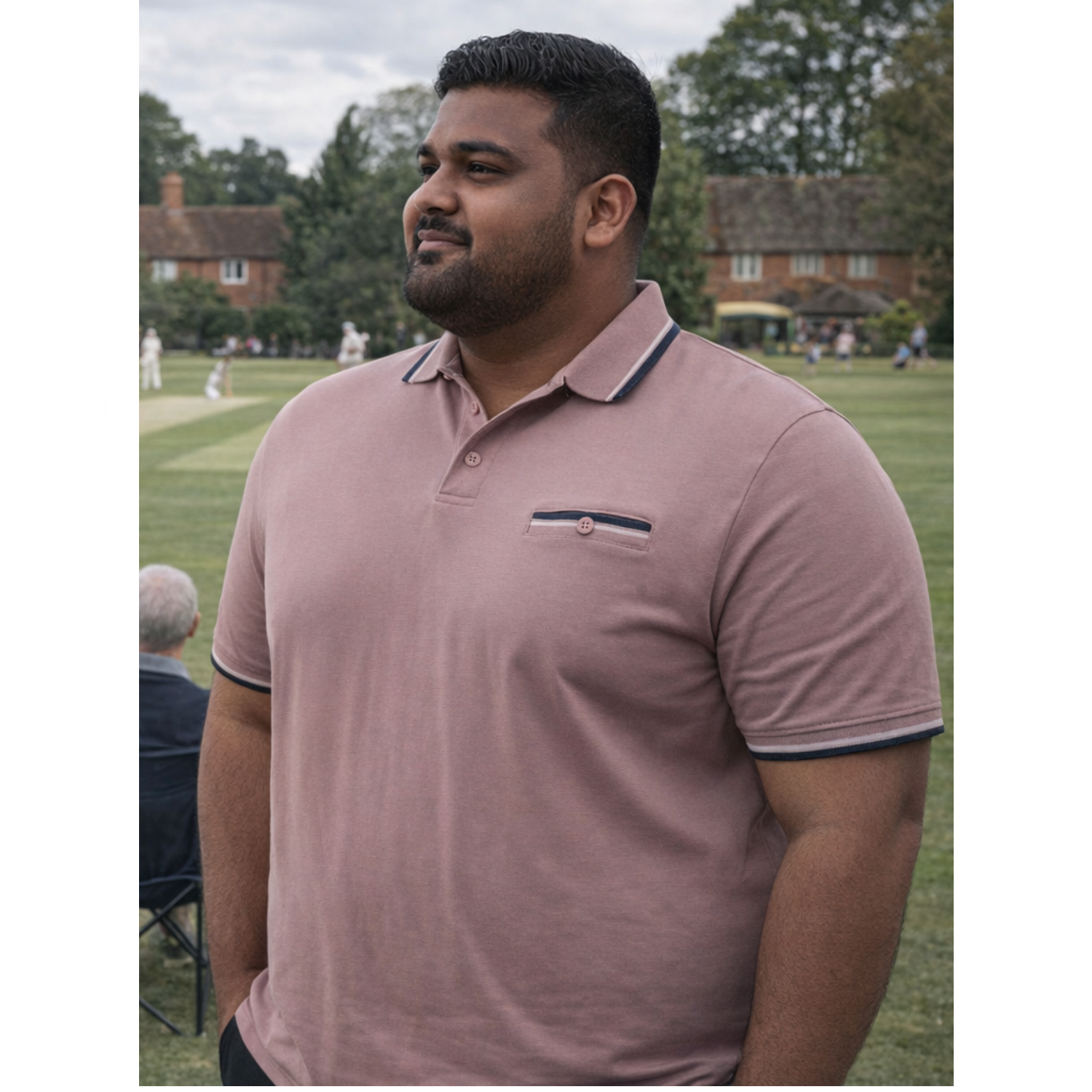 KAM Tipped Collar Polo with Pocket MAUVE KBS5537
