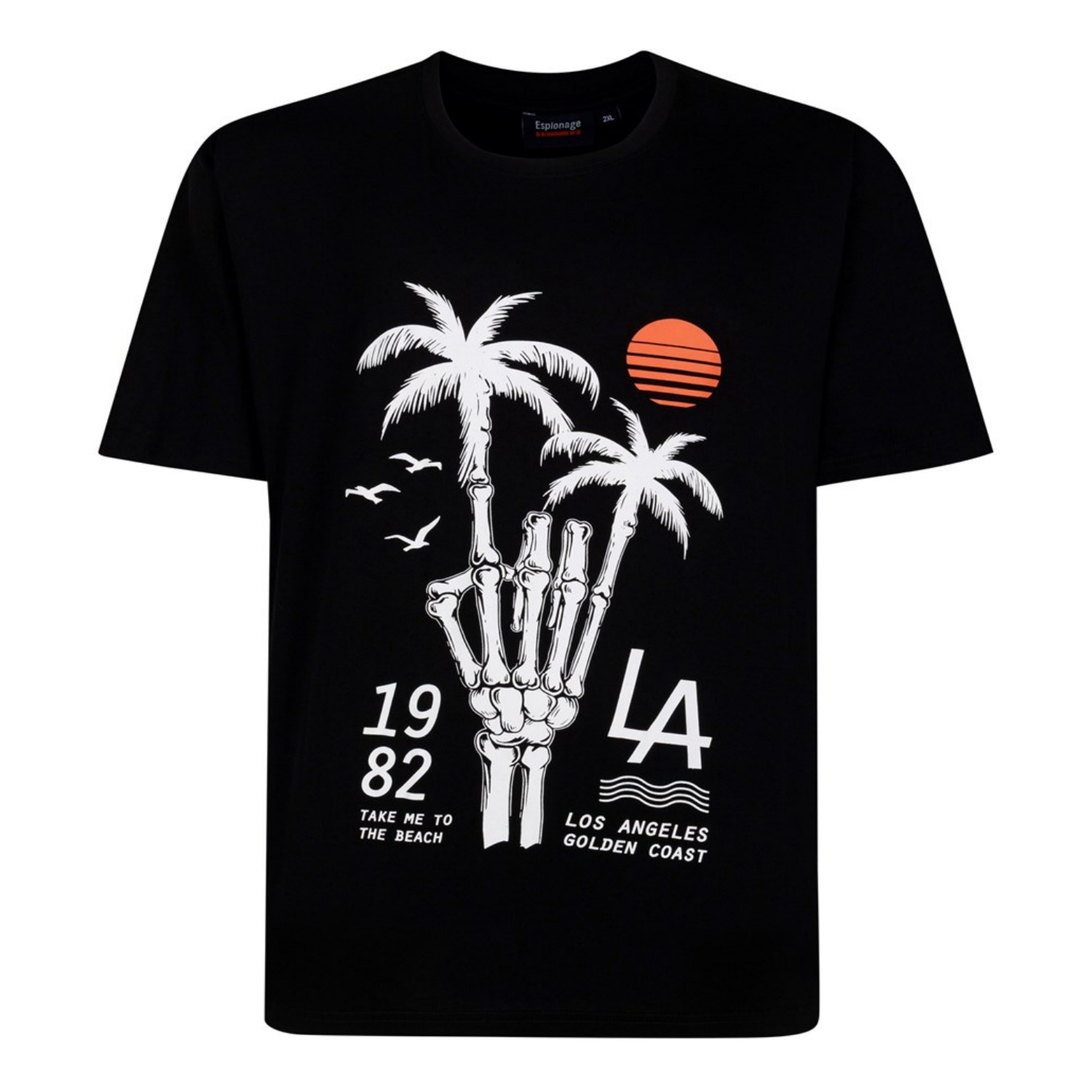 ESPIONAGE Skeleton Palm Print Tee BLACK T448