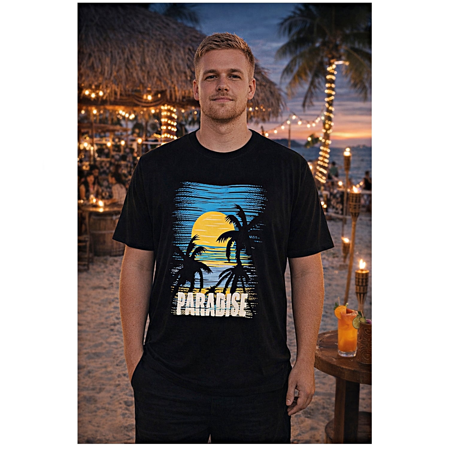 2 - 6xl Big Tee Shirt ESPIONAGE Paradise Print Tee NAVY T448 , with an eye catching Summer inspired Chest Print design. Short Sleeve and crew neck styling. Espionage tees always offer durability and a generous cut for bigger guy. Sizes in stock fo