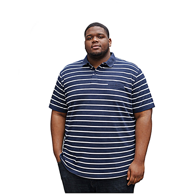 In stock up to 8XL KAM Stripe Pique Polo Shirt VINTAGE INDIGO KBS5553