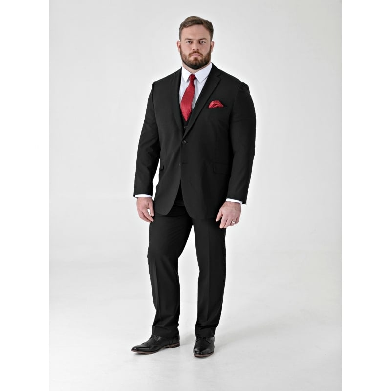 Step into refined tailoring with the D555 TED Big Mens Tailored Suit Jacket with 4 Way Stretch BLACK