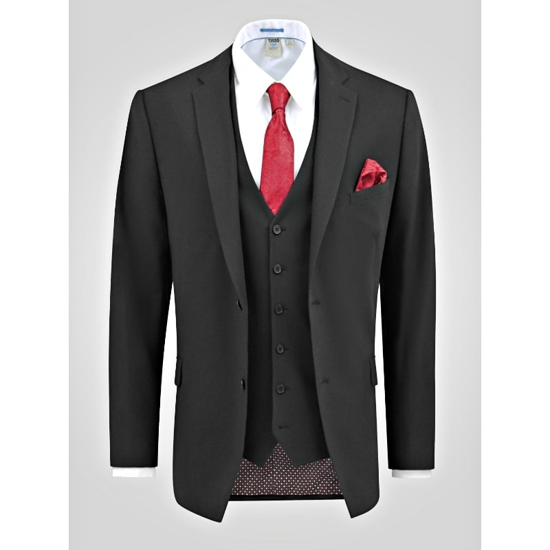Step into refined tailoring with the D555 TED Big Mens Tailored Suit Jacket with 4 Way Stretch BLACK