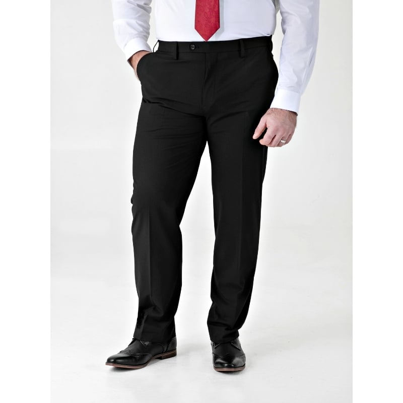 D555 TED Big Mens Tailored Suit Trousers with 4 Way Stretch BLACKv