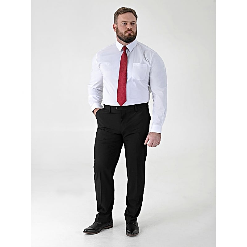 D555 TED Big Mens Tailored Suit Trousers with 4 Way Stretch BLACK