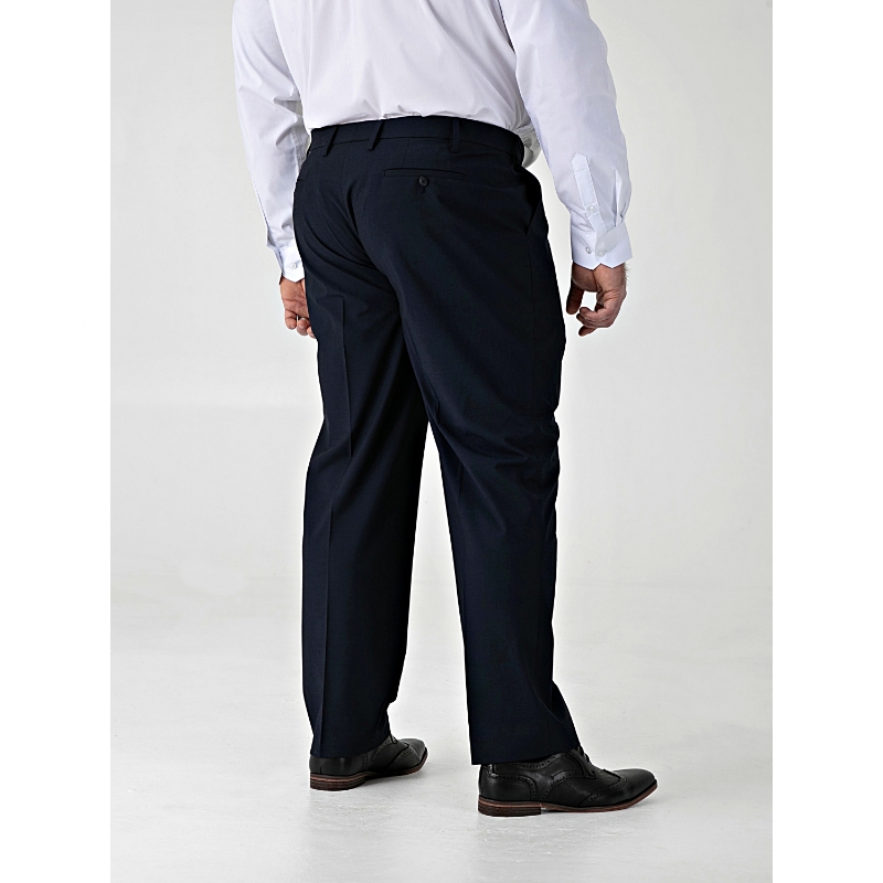 D555 TED Big Mens Tailored Suit Trousers with 4 Way Stretch NAVY