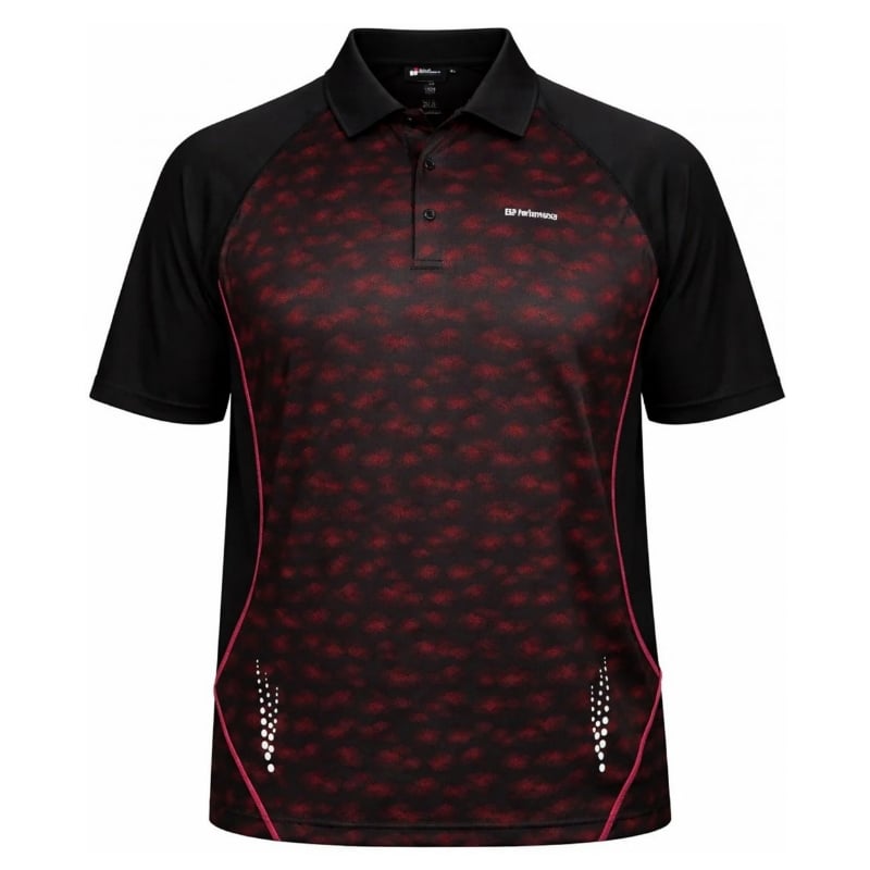 UP TO 8XL ESPIONAGE PERFORMANCE DRY WEAR POLO BLACK/RED LW156