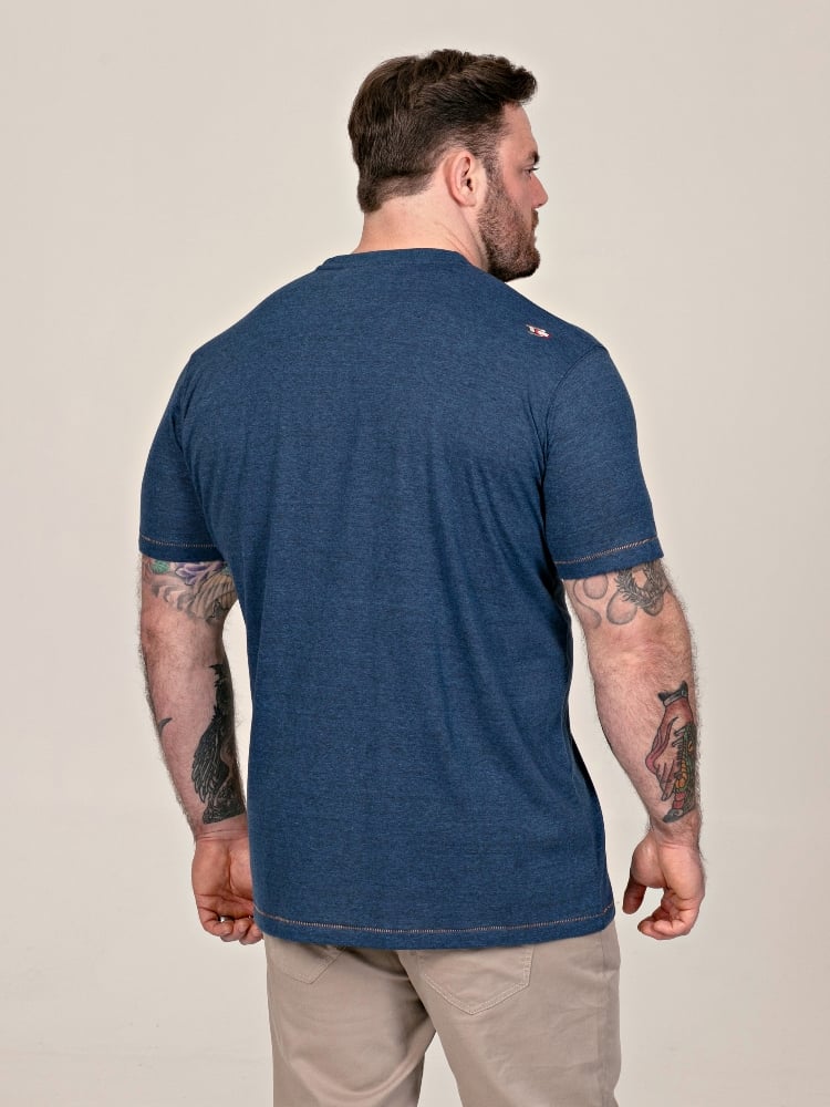 D555 MORLEY Bear With Electric Guitar Printed Crew Neck T-Shirt NAVY