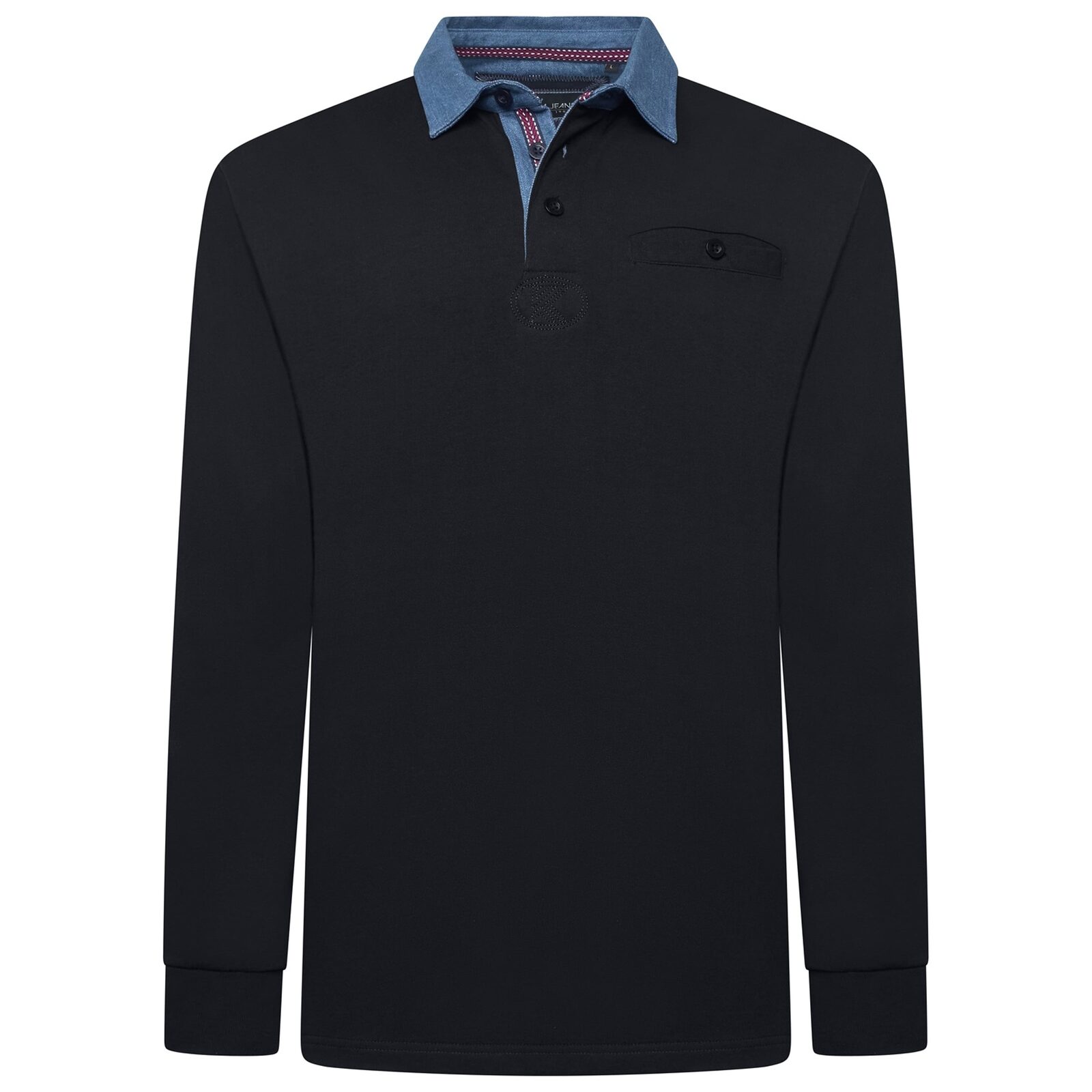 2XL to 8XL KAM Long Sleeve Casual Rugby Polo BLACK KBS5560