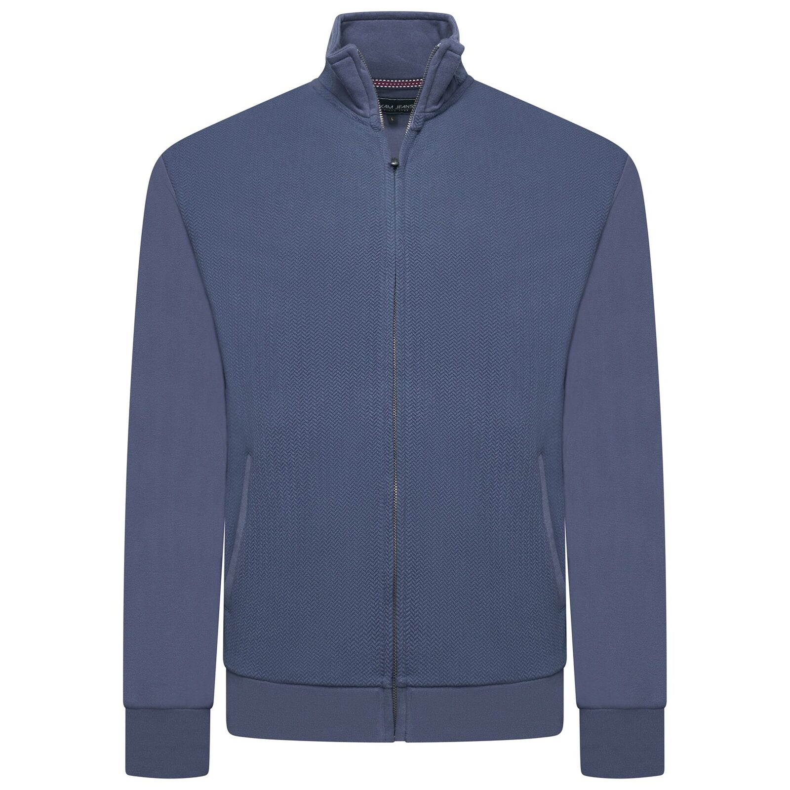 2XL – 8XL £39.50 KAM Zip Thru Jacquard Textured Sweat Top VINTAGE INDIGO KBS7093