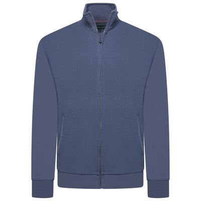 2XL – 8XL £39.50 KAM Zip Thru Jacquard Textured Sweat Top VINTAGE INDIGO KBS7093