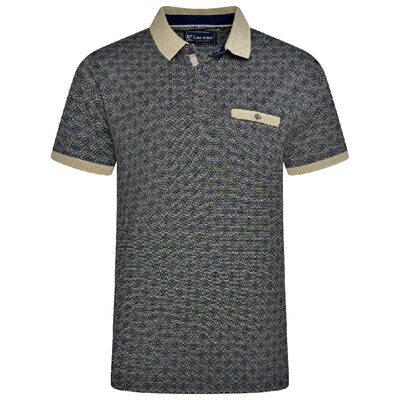 In stock up to 8XL KAM Jacquard Collar All Over Print Polo MIDNIGHT KBS555