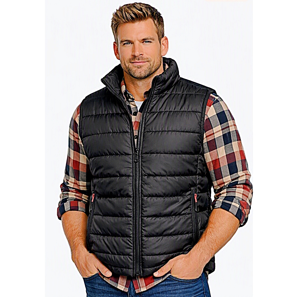KAM Big Men's Zip Quilted Gilet BLACK KV141