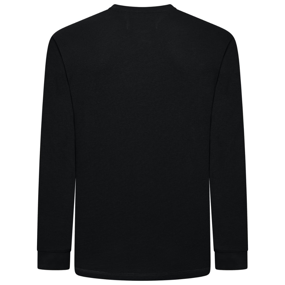 KAM Long Sleeve Waffle Henley Top BLACK KBS5834
