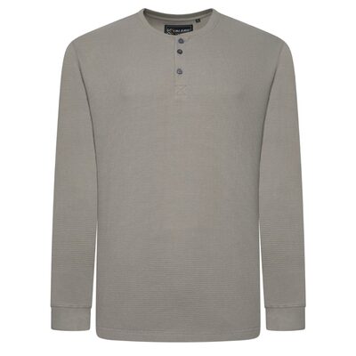 KAM Long Sleeve Waffle Henley Top SAGE KBS5834 - Step into cooler days with this fabulous mid weight handle Waffle Casual top, designed for those who appreciate comfort and style in equal measure. This Long Sleeve tee shirt is a perfect pick for autu