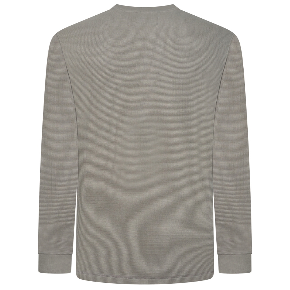 KAM Long Sleeve Waffle Henley Top SAGE KBS5834