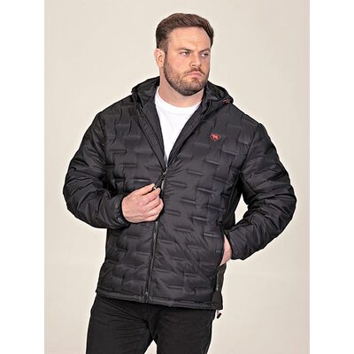 D555 KIERAN Showerproof Hooded Padded Jacket with Bonded Fleece Panels BLACK - Stay warm and comfortable with the D555 KIERAN Hooded Padded Jacket