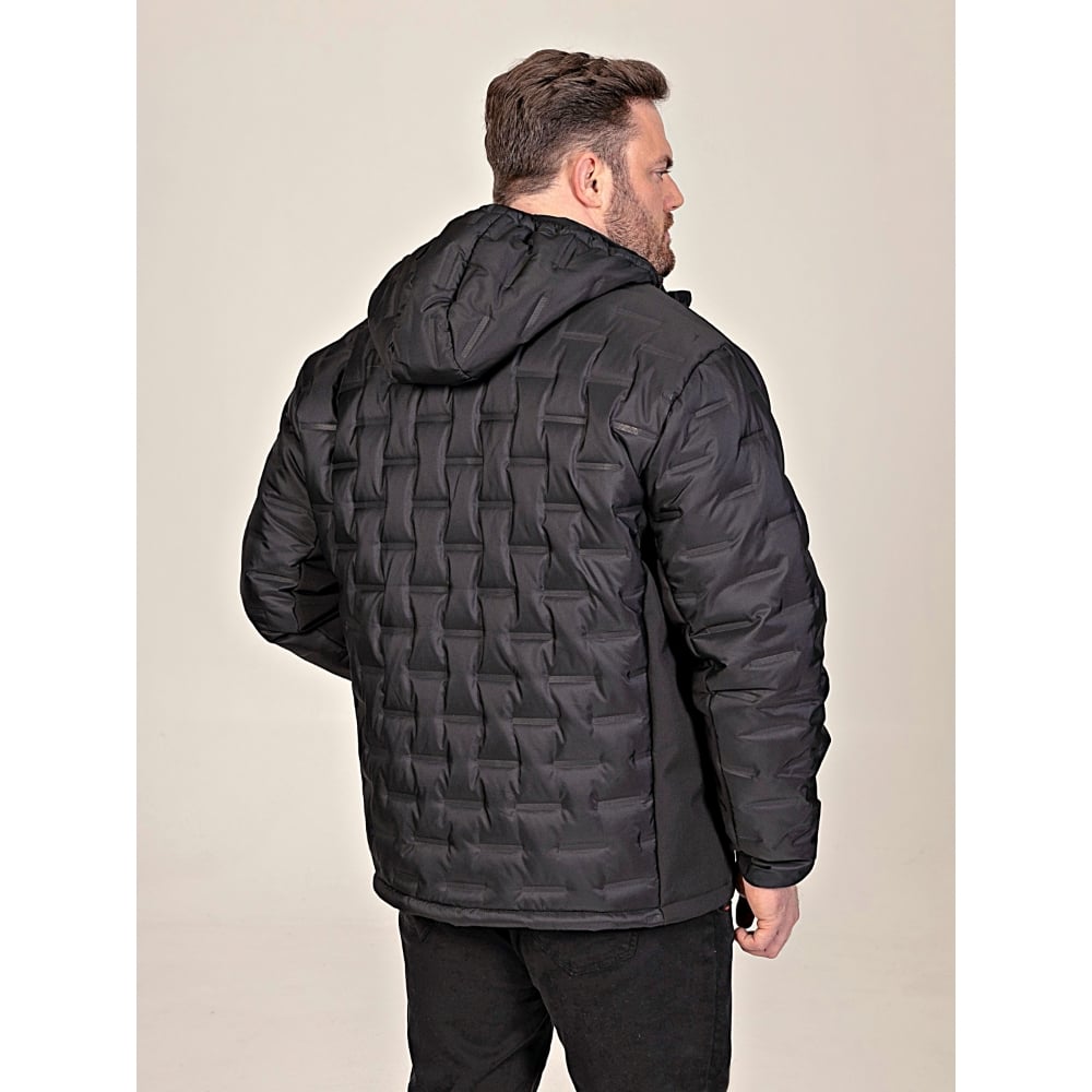 D555 KIERAN Showerproof Hooded Padded Jacket with Bonded Fleece Panels BLACK - Stay warm and comfortable with the D555 KIERAN Hooded Padded Jacket