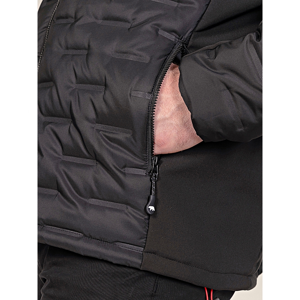 D555 KIERAN Showerproof Hooded Padded Jacket with Bonded Fleece Panels BLACK - Stay warm and comfortable with the D555 KIERAN Hooded Padded Jacket – a versatile outerwear piece designed for everyday wear in cooler conditions. Crafted from durable pol