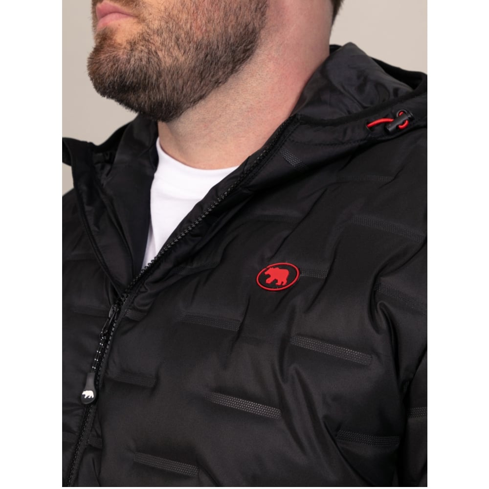 D555 KIERAN Showerproof Hooded Padded Jacket with Bonded Fleece Panels BLACK - Stay warm and comfortable with the D555 KIERAN Hooded Padded Jacket – a versatile outerwear piece designed for everyday wear in cooler conditions. Crafted from durable pol