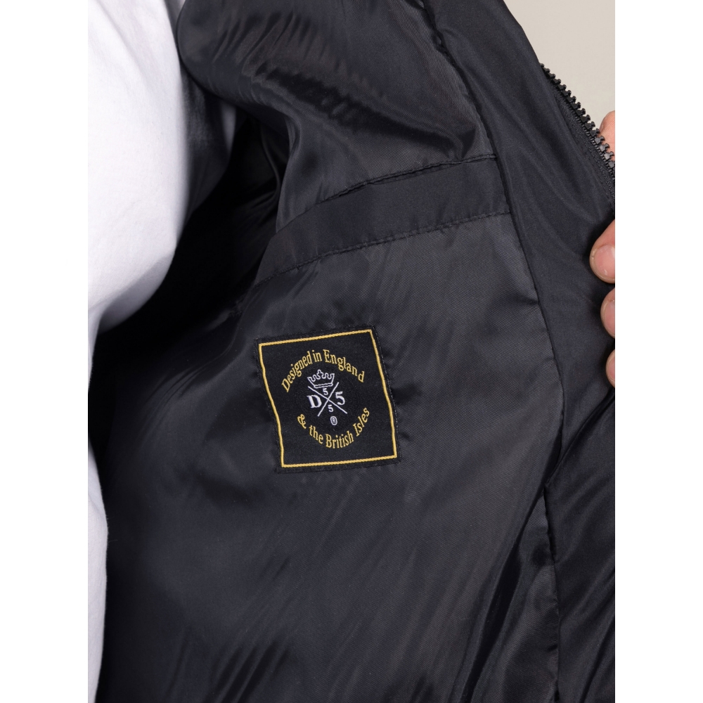D555 KIERAN Showerproof Hooded Padded Jacket with Bonded Fleece Panels BLACK - Stay warm and comfortable with the D555 KIERAN Hooded Padded Jacket – a versatile outerwear piece designed for everyday wear in cooler conditions. Crafted from durable pol
