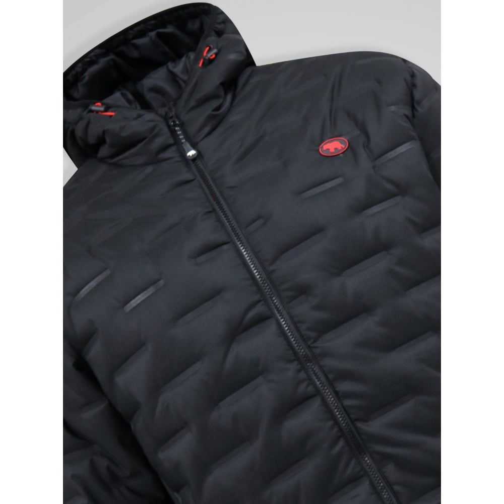 D555 KIERAN Showerproof Hooded Padded Jacket with Bonded Fleece Panels BLACK - Stay warm and comfortable with the D555 KIERAN Hooded Padded Jacket – a versatile outerwear piece designed for everyday wear in cooler conditions. Crafted from durable pol