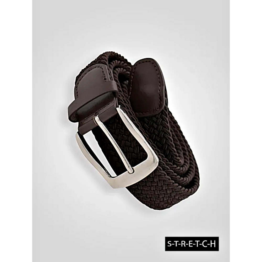 D555 MALCOLM Stretch Braided Belt DARK BROWN NEW Seasonal Colour D555