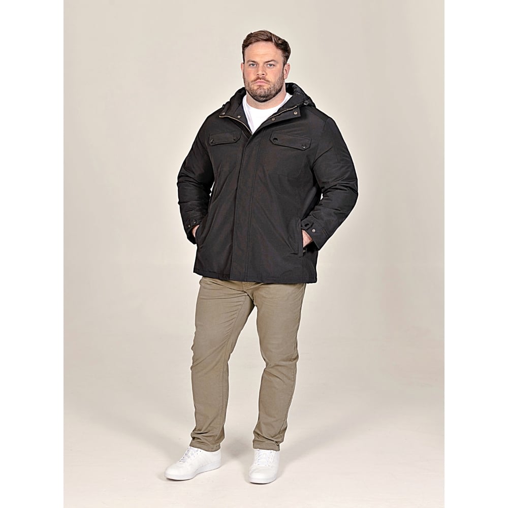 D555 RONNIE Waterproof Hooded Padded Jacket BLACK