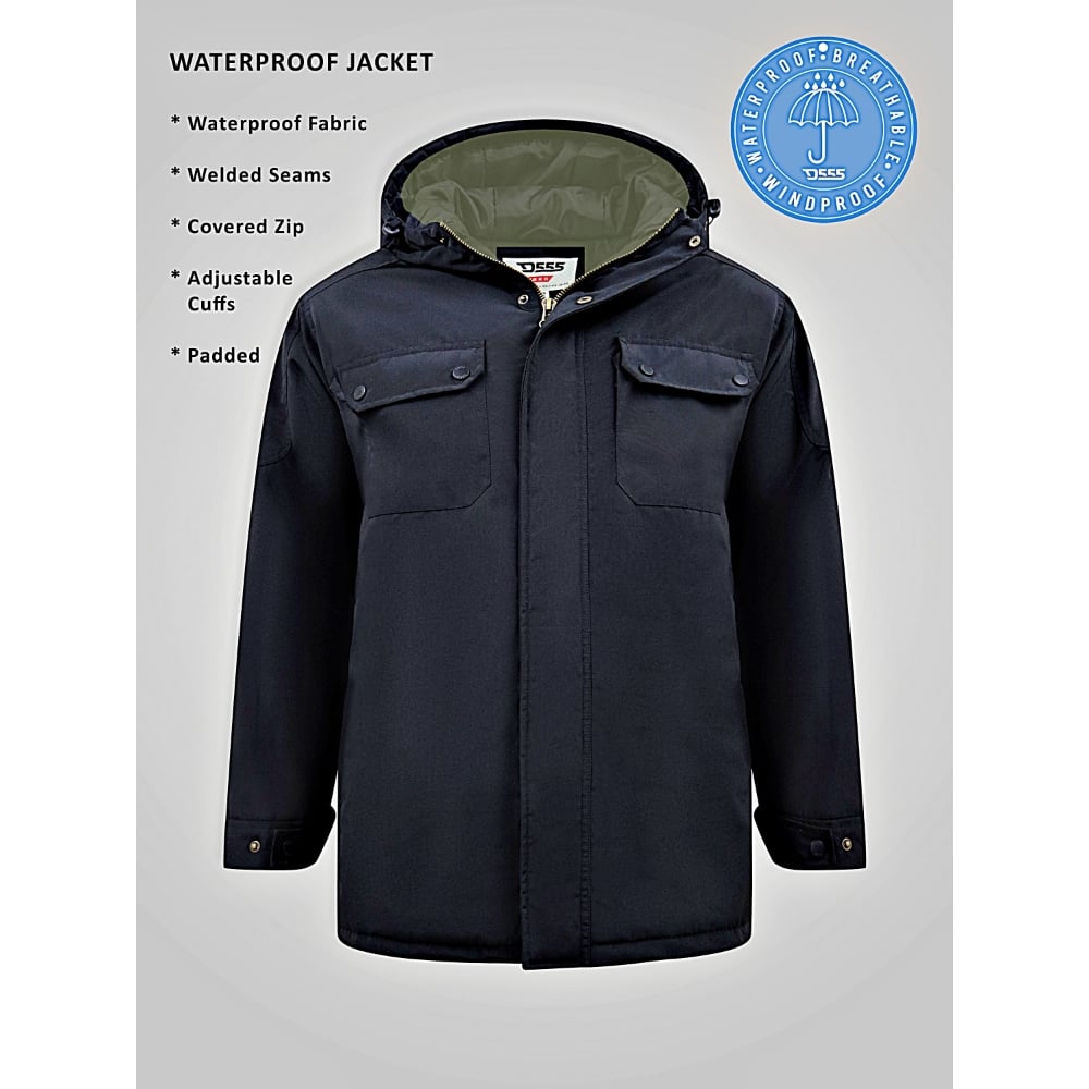 D555 RONNIE Waterproof Hooded Padded Jacket BLACK