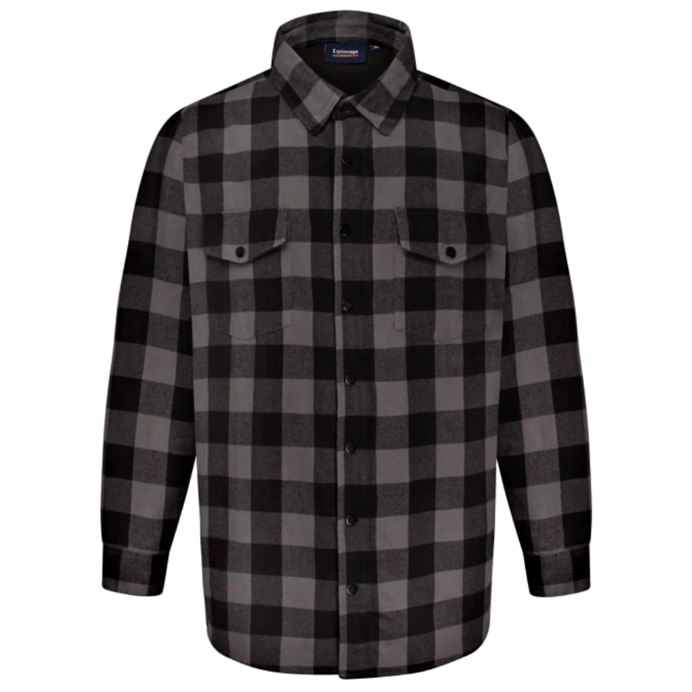 Big Sizes up to 8XL ESPIONAGE Checked Over Shirt BLACK/CHARCOAL SH423