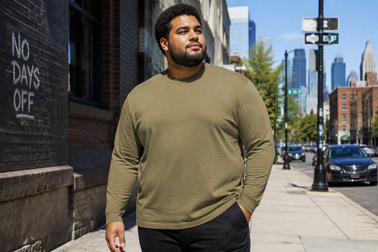 2XL – 8XL ESPIONAGE T015LS Premium Long Sleeve Plain T-Shirt KHAKI 100% Super Combed Cotton