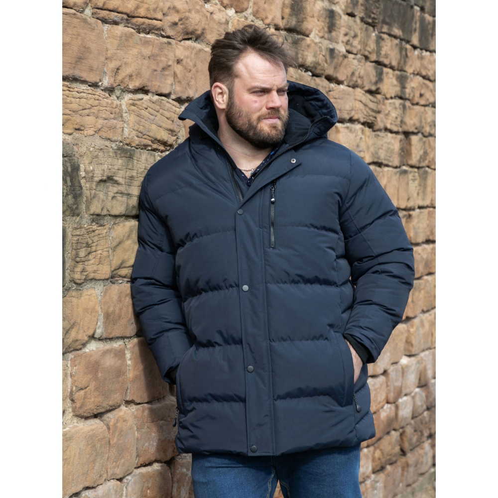 D555 TANNER Quilted Showerproof Padded jacket with Hood NAVY
