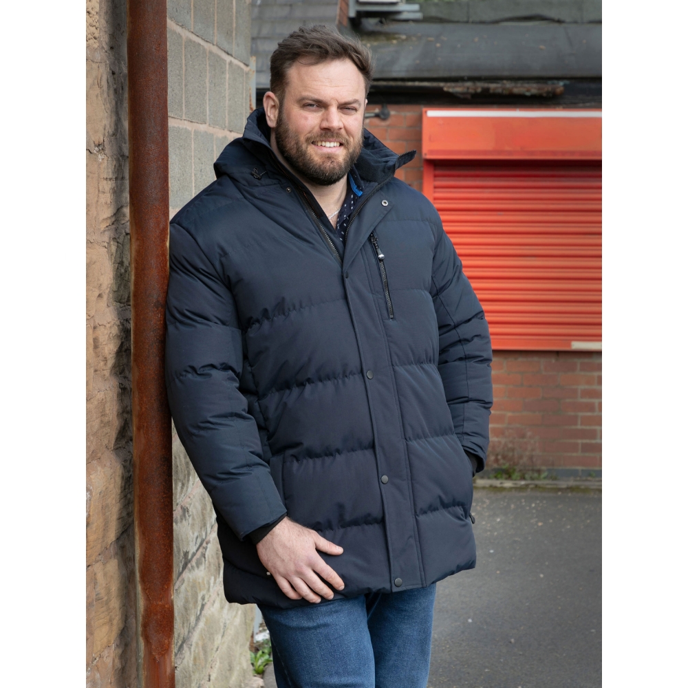 D555 TANNER Quilted Showerproof Padded jacket with Hood NAVY - Stay warm and protected with the D555 TANNER