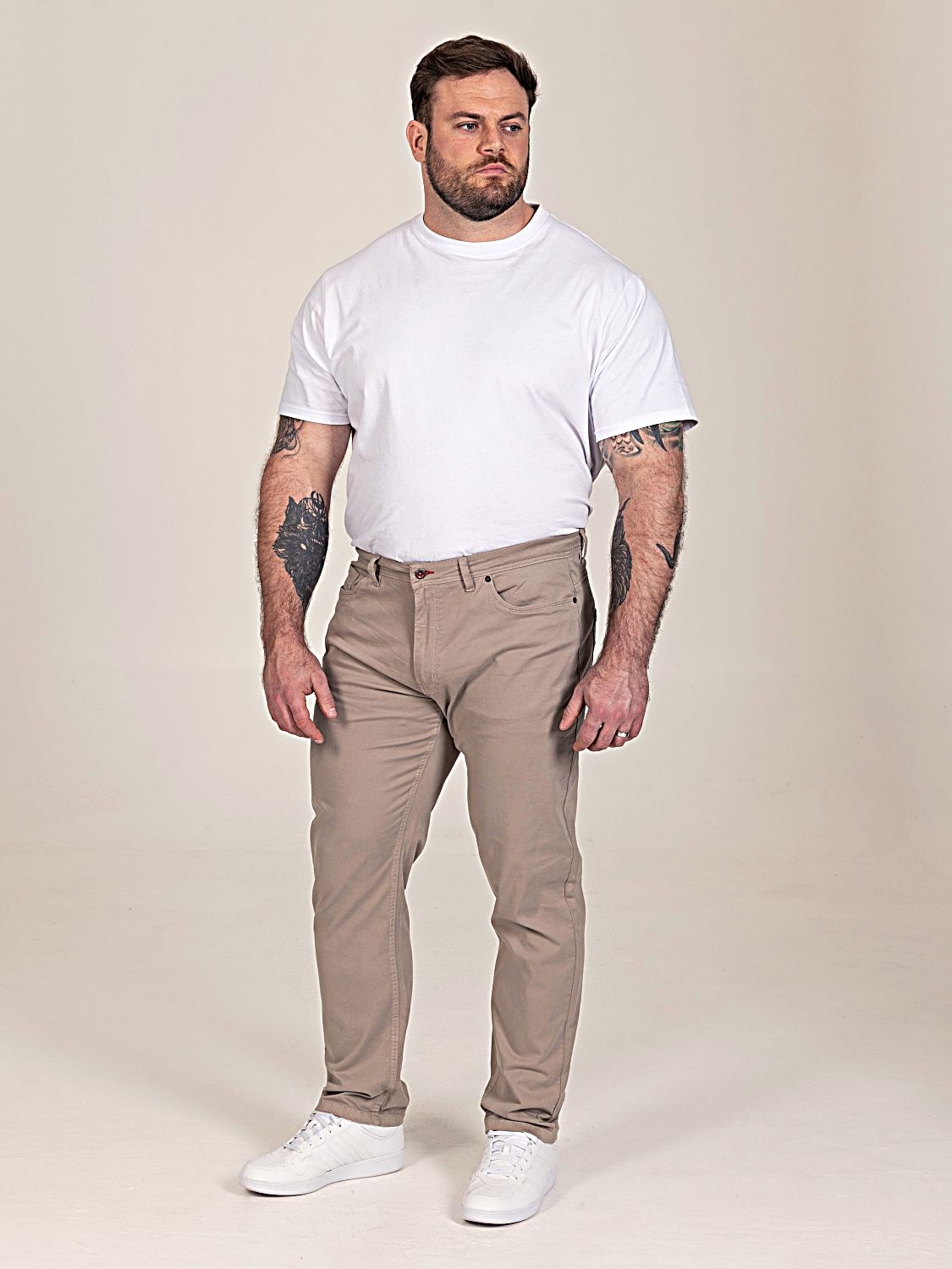 D555 KELVIN Tapered Fit Stretch Twill Chino with Peach Finish STONE 502002