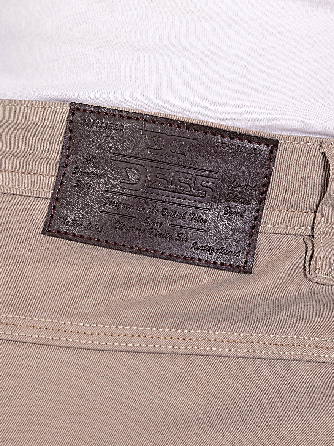 D555 KELVIN Tapered Fit Stretch Twill Chino with Peach Finish STONE 502002