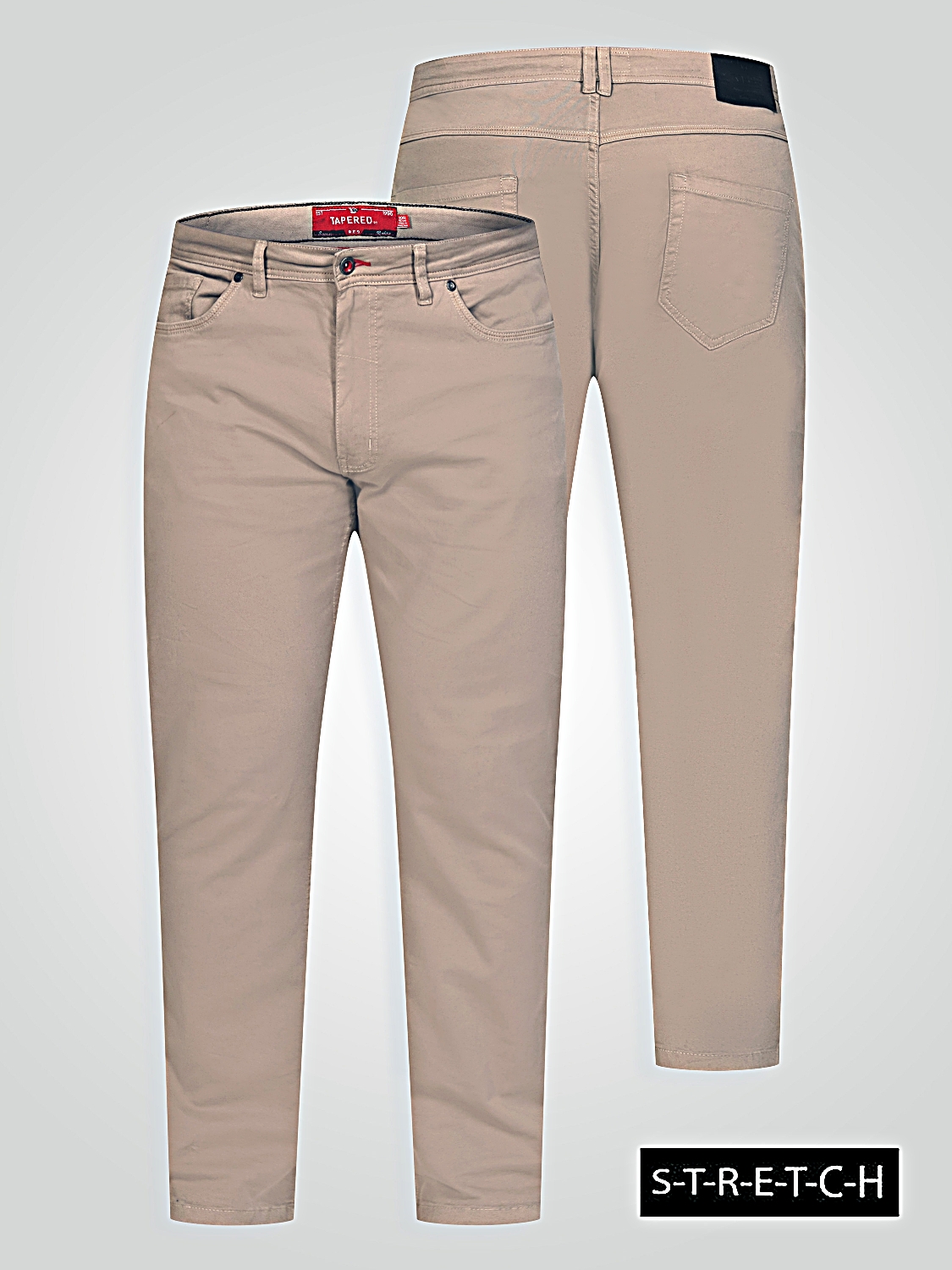 D555 KELVIN Tapered Fit Stretch Twill Chino with Peach Finish STONE 502002