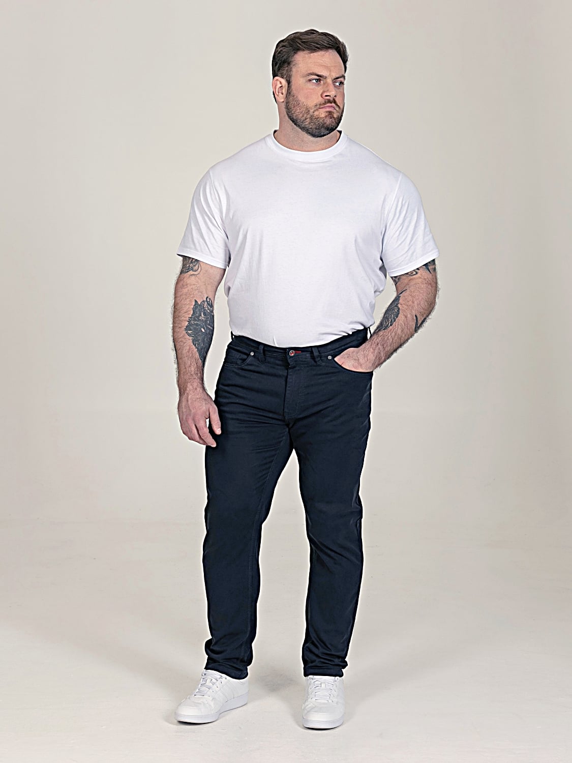 D555 KELVIN Tapered Fit Stretch Twill Chino with Peach Finish NAVY 502003
