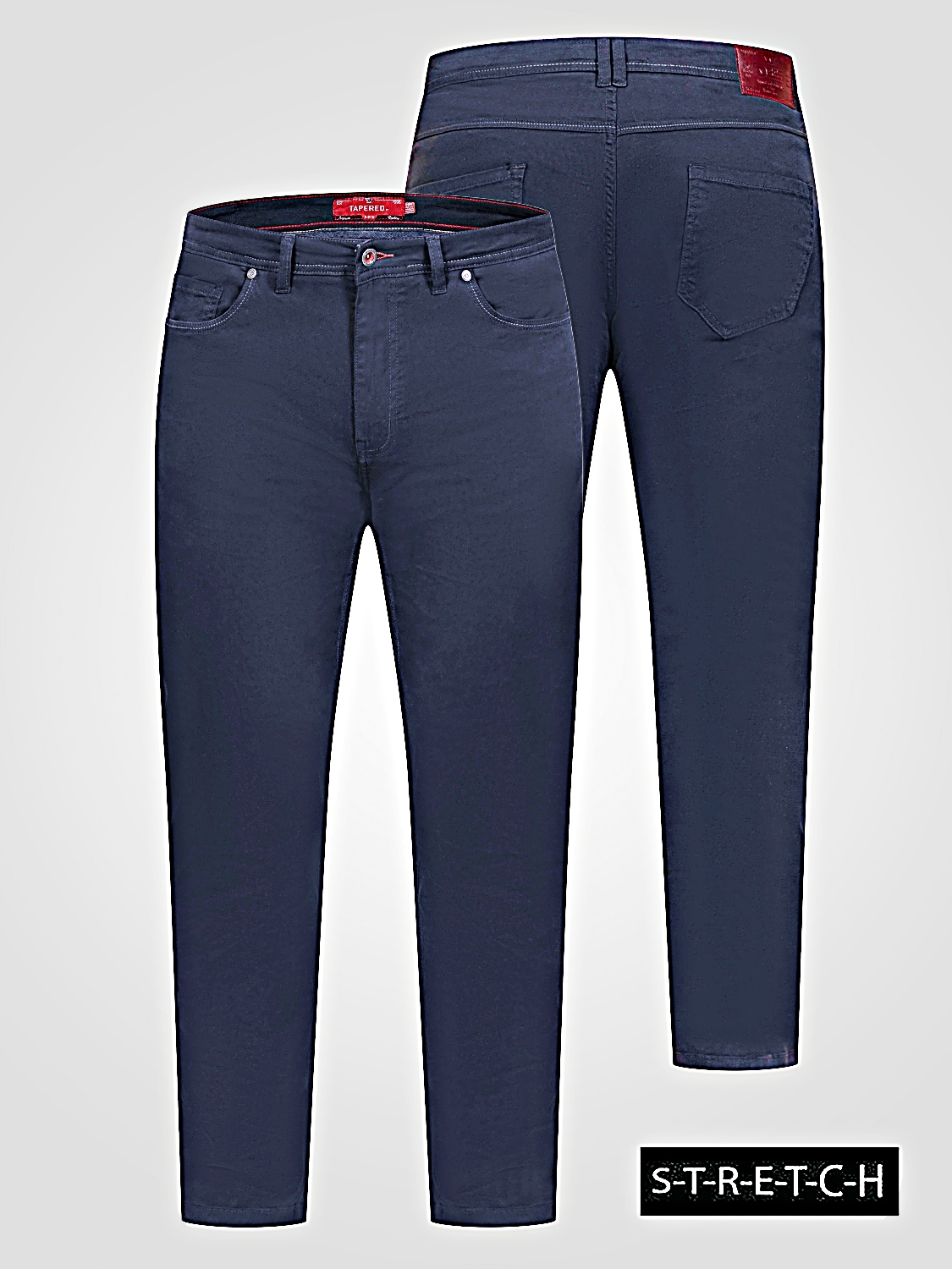 D555 KELVIN Tapered Fit Stretch Twill Chino with Peach Finish NAVY 502003