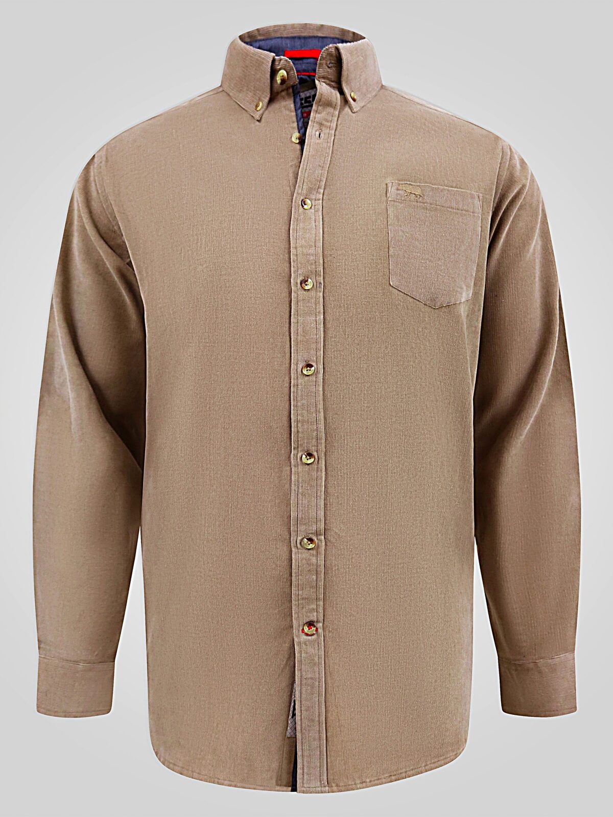 D555 CAREY Corduroy Shirt with Chest Pocket TAN112003 Big Sizes up to 7XL