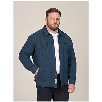 D555 LEONARD Big Mens Herringbone Over Shirt Shacket with Multi Pockets NAVY