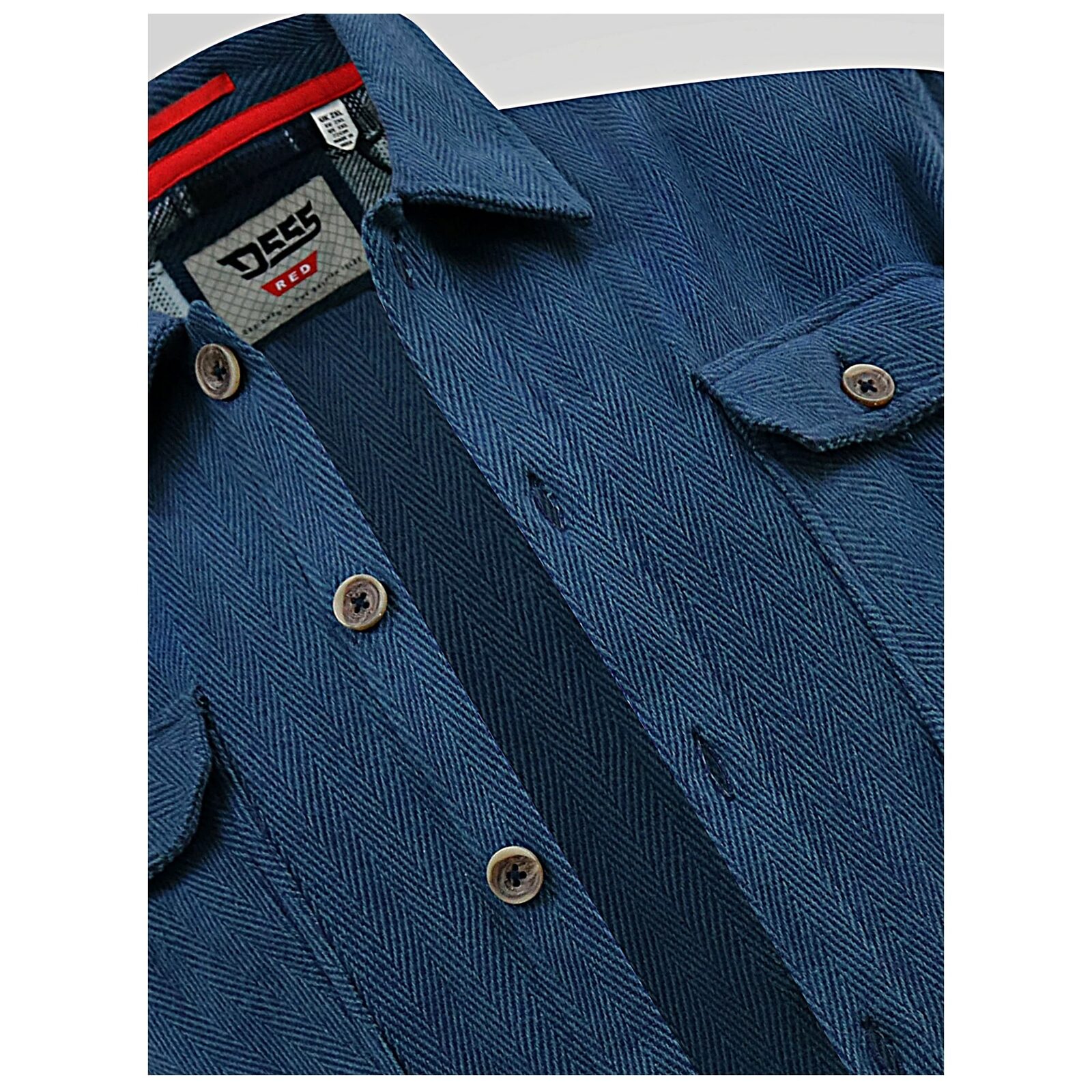D555 LEONARD Big Mens Herringbone Over Shirt Shacket with Multi Pockets NAVY