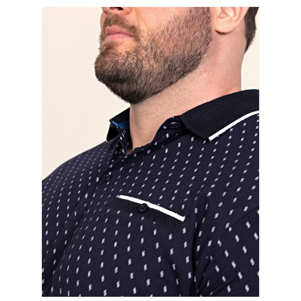 Jacquard Collar and Pocket NAVY 2x- 6xl