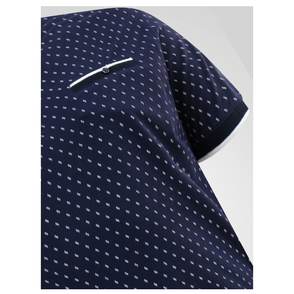Jacquard Collar and Pocket NAVY 2x- 6xl