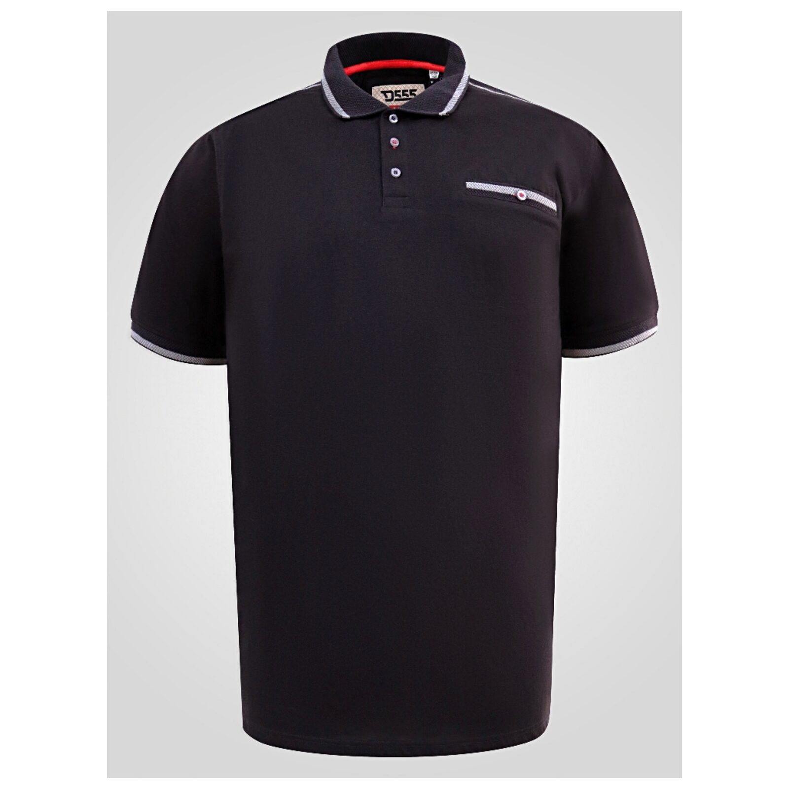 D555 POTTS Jersey Polo with Jacquard Collar, Cuffs and Shoulder Panel BLACK 612003